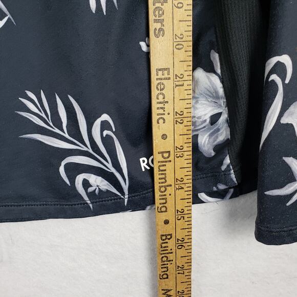 Roxy Women's M Long Sleeve Rash Guard Sun Shirt Black White Floral Hawaiian - Picture 4 of 11